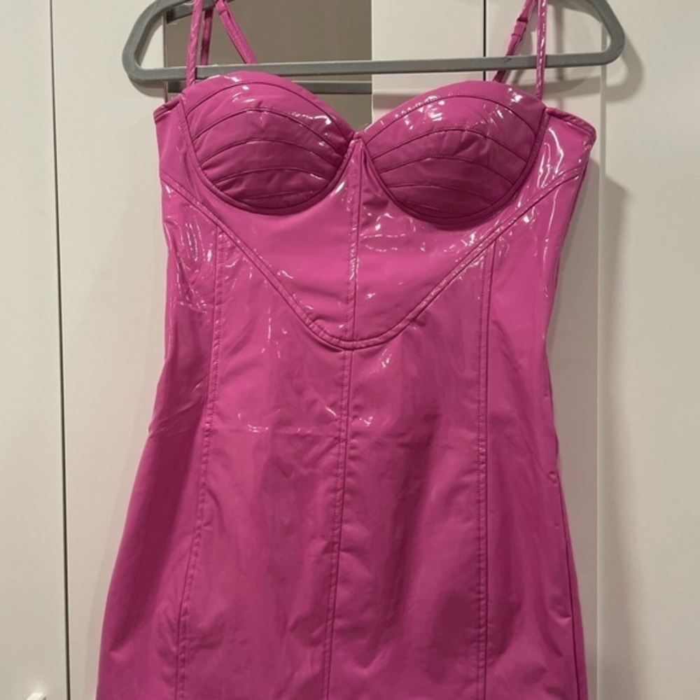 Pink Patent Leather Bustier Dress